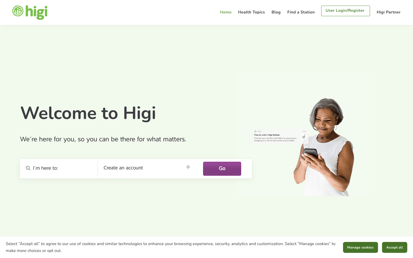 HIGI Kiosk Portal — Homepage
